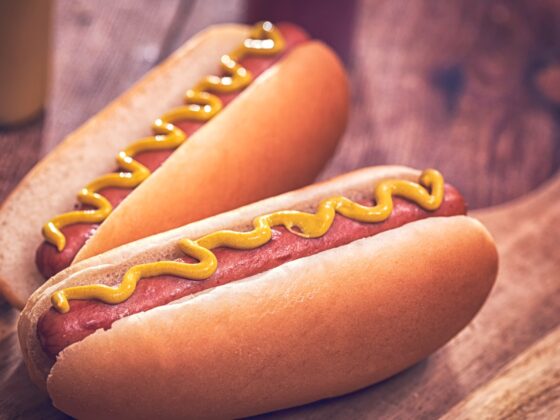 hot dogs with mustard