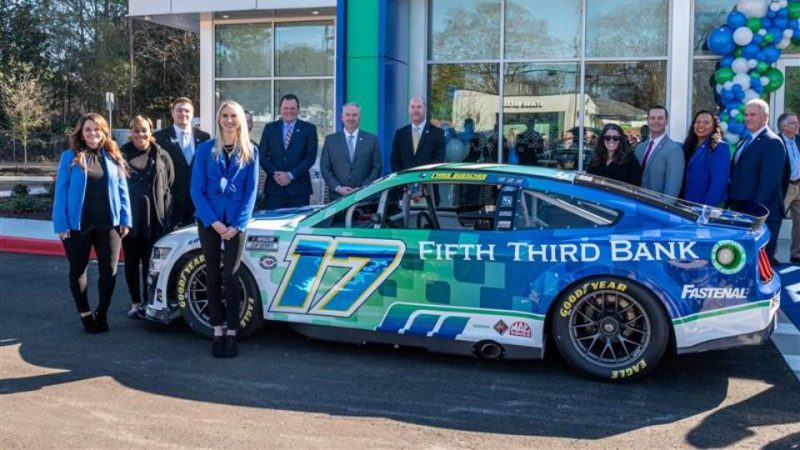 Fifth Third Bank Spartanburg team with racecar.